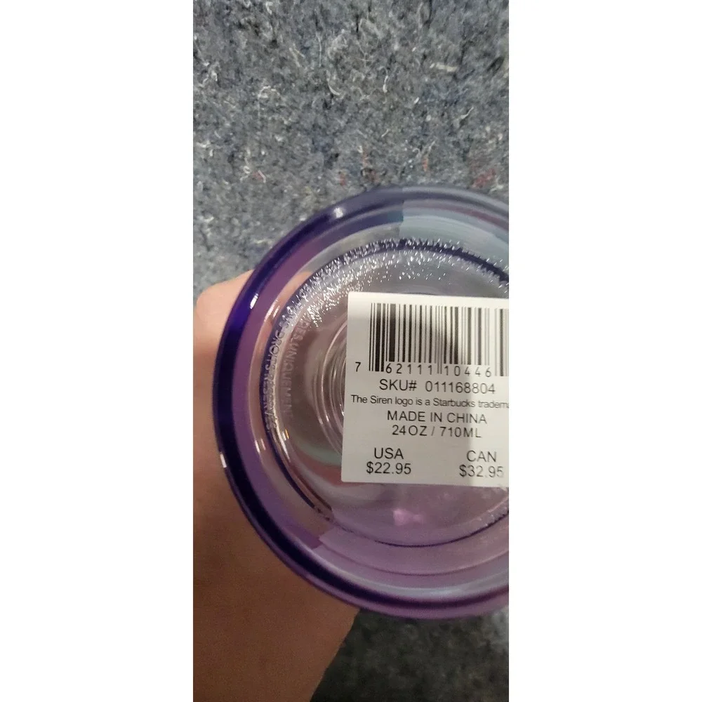 Starbucks Rainbow Swirl Cold Cup Tumbler With Dome Lid &‎ Orange Straw 24 Oz